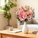 3 Bunches Of Pink Artificial Flowers,Mixed Pink Silk Artificial Rose,Pompom And Small Daisy Flowers, Faux Flowers For Vase,Fall Decorations For Home,Wedding,Garden,Party,Table Centerpiece.