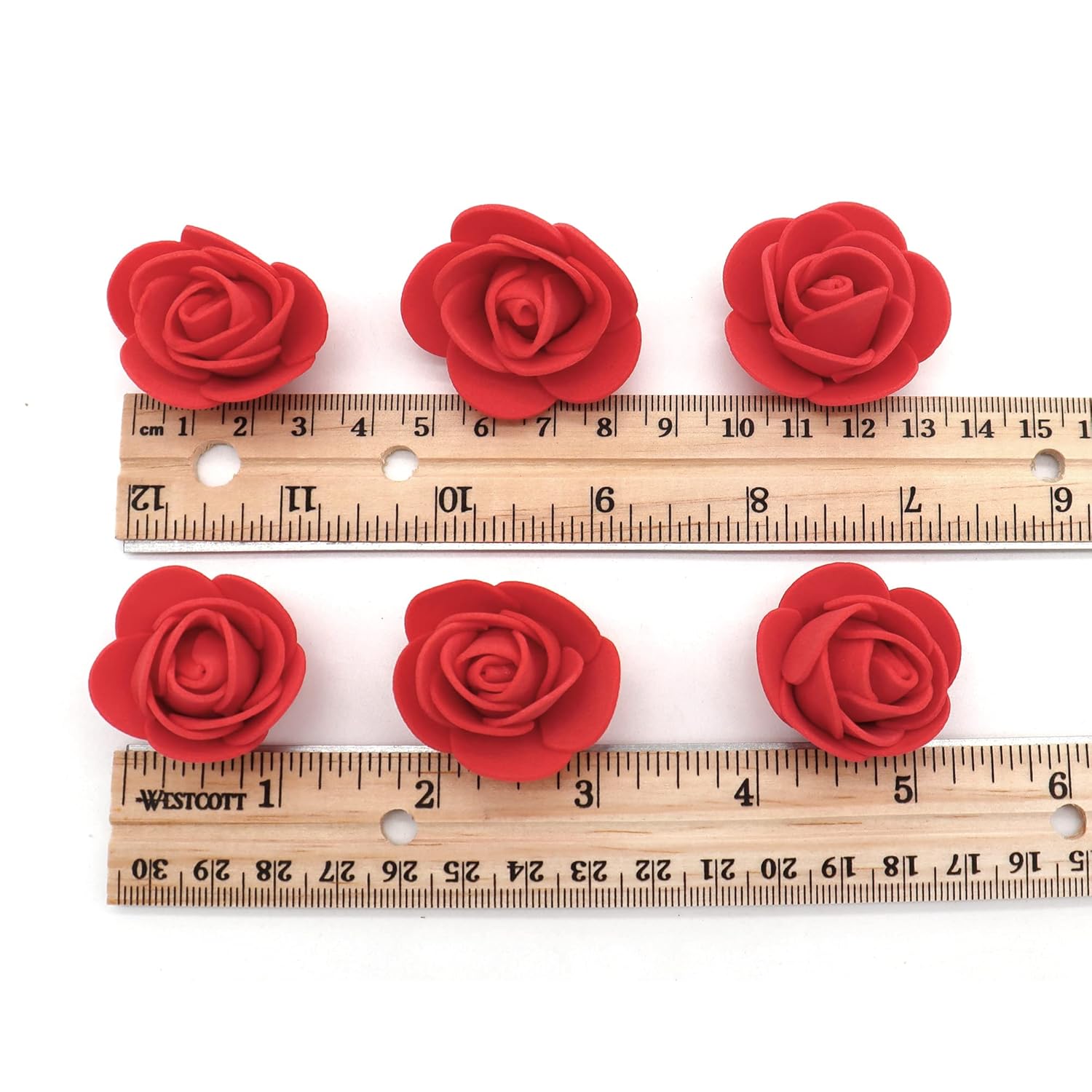 Artificial Flowers 100Pcs 3Cm Mini Fake Roses For Diy Wedding Bouquets Centerpieces Party Baby Shower Scrapbooking Gift Box Diy Crafts Wreath (Red)