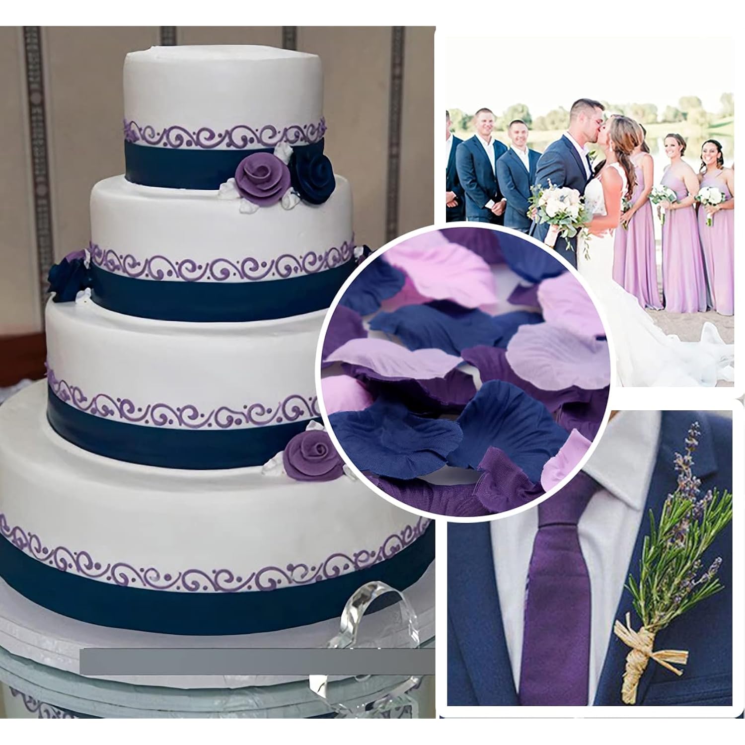 900Pcs Purple Lavender Navy Blue Silk Rose Flower Petals Wedding Confetti Table Scatters Centerpieces Aisle Decoration