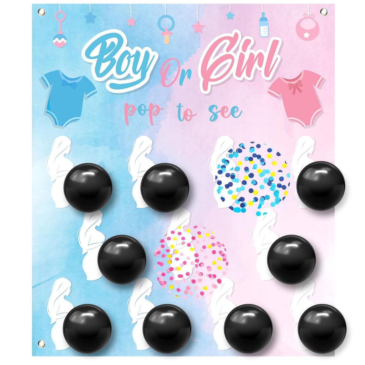 37 Pcs Baby Gender Reveal Balloons Board Game 59 X 51 Inch Boy Or Girl Gender Reveal Party Supplies Pink And Blue Confetti He Or She Game Balloons For Baby Shower Party Decor