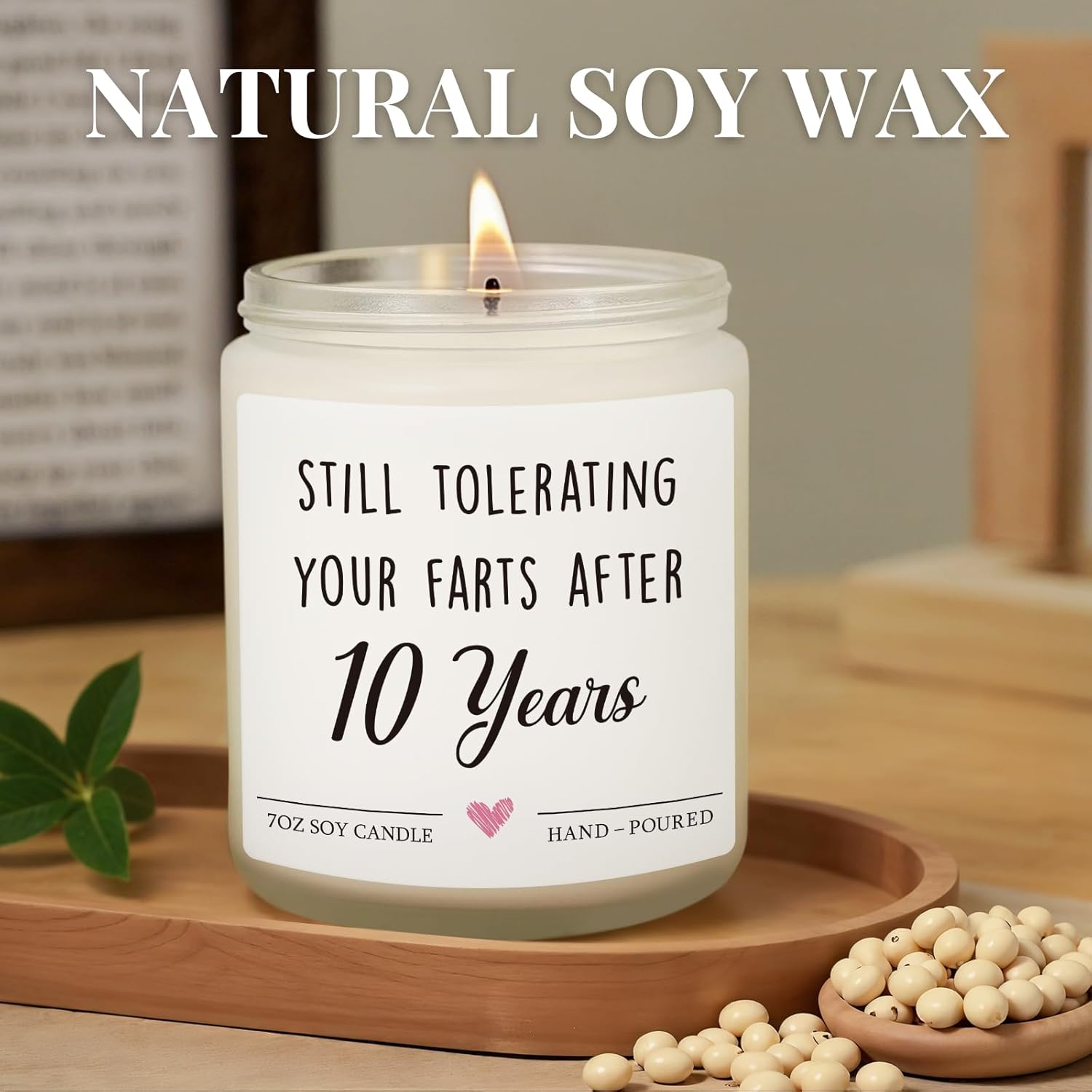 10 Year Anniversary Candle Gifts For Him Her, 10Th Wedding Anniversary Tin Gifts For Wife Husband, Girlfriend Boyfriend, Couple, Women Men, 10Th Wedding Anniv. Aluminum Presents, 7Oz Lavender Scented