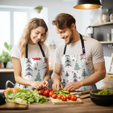 Christmas Tree Apron Xmas Aprons With Pocket Snowflake Stars Adjustable Bib Aprons For Women Winter Pine Trees Cooking Apron For Holiday Suitable For Bbq Grill Drawing Haircut