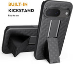 Google Pixel 9 Case Holster, Belt Clip, Kickstand, Full Body Armor, Black, 2024