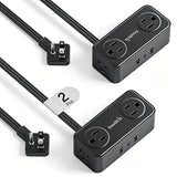 Flat Plug Power Strip 2 Pack 4 Outlets 3.3FT Extension Cord 4 USB Ports Travel Cruise Essentials Black