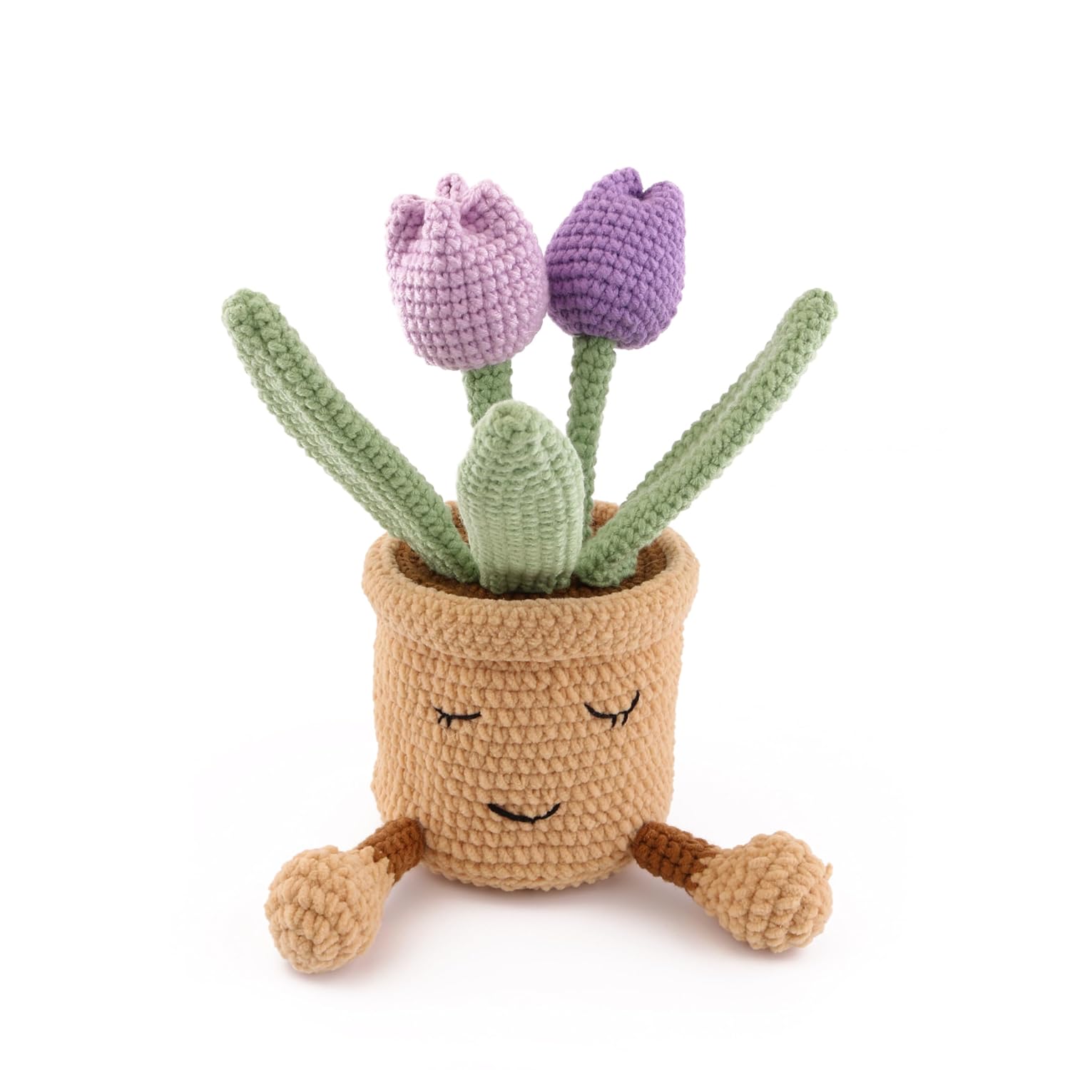 Wool Woven Tulips, Artificial Plants Permanent Tulips, Hand-Woven Flowers Suitable For Dining Tables, Offices, Birthday Gifts, Weddings, Thanksgiving Decorations (Purple)