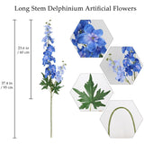 6Pcs Blue Delphinium Artificial Flowers 37.4’’ Faux Silk Larkspur Flowers Long Stem Artificial Flowers For Tall Vase Table Home Wedding Party Garden Decor(Blue)