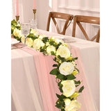 2 Pcs Flower Garland With 19.6 Ft Lights, 13.2 Ft White Floral Garland Fake Flowers For Home Wedding Party Wall Garden Room Outdoor Decor