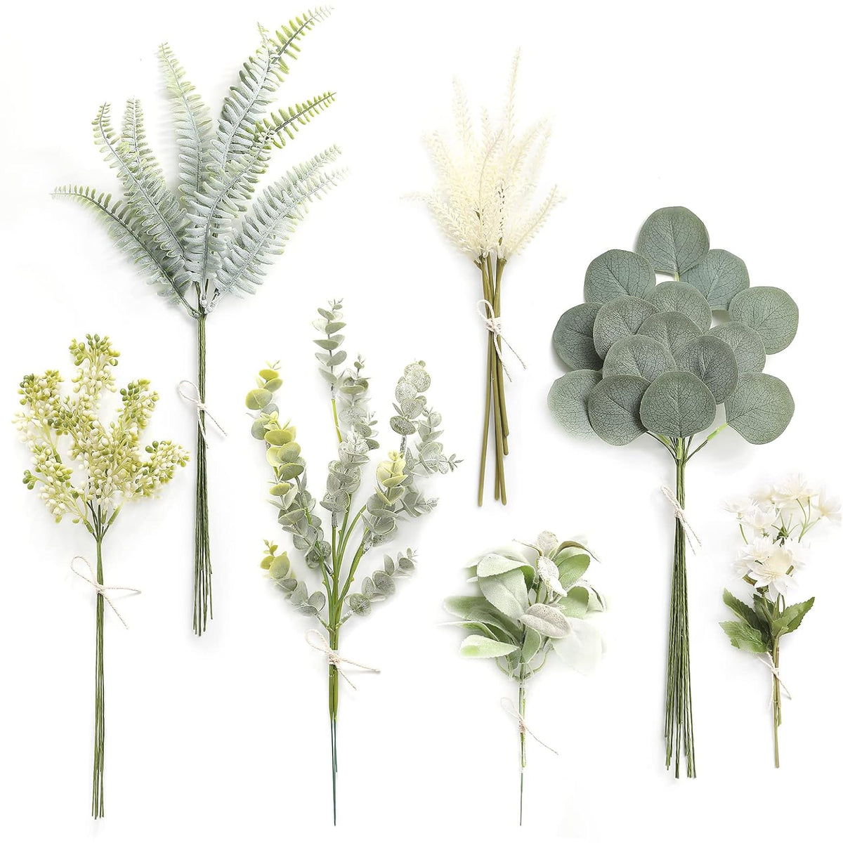 Artificial Greenery Spray Box Set(Pack Of 46Pcs) With 7 Kinds Of Diy Wedding Bouquet Filler Table Centerpieces And Floral Arrangement (Dusty Green)