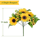 Artificial Sunflower Bouquet, 4 Bunches Silk Sunflowers Fake Yellow Flowers For Home Decoration Wedding Decor (4 Pack)