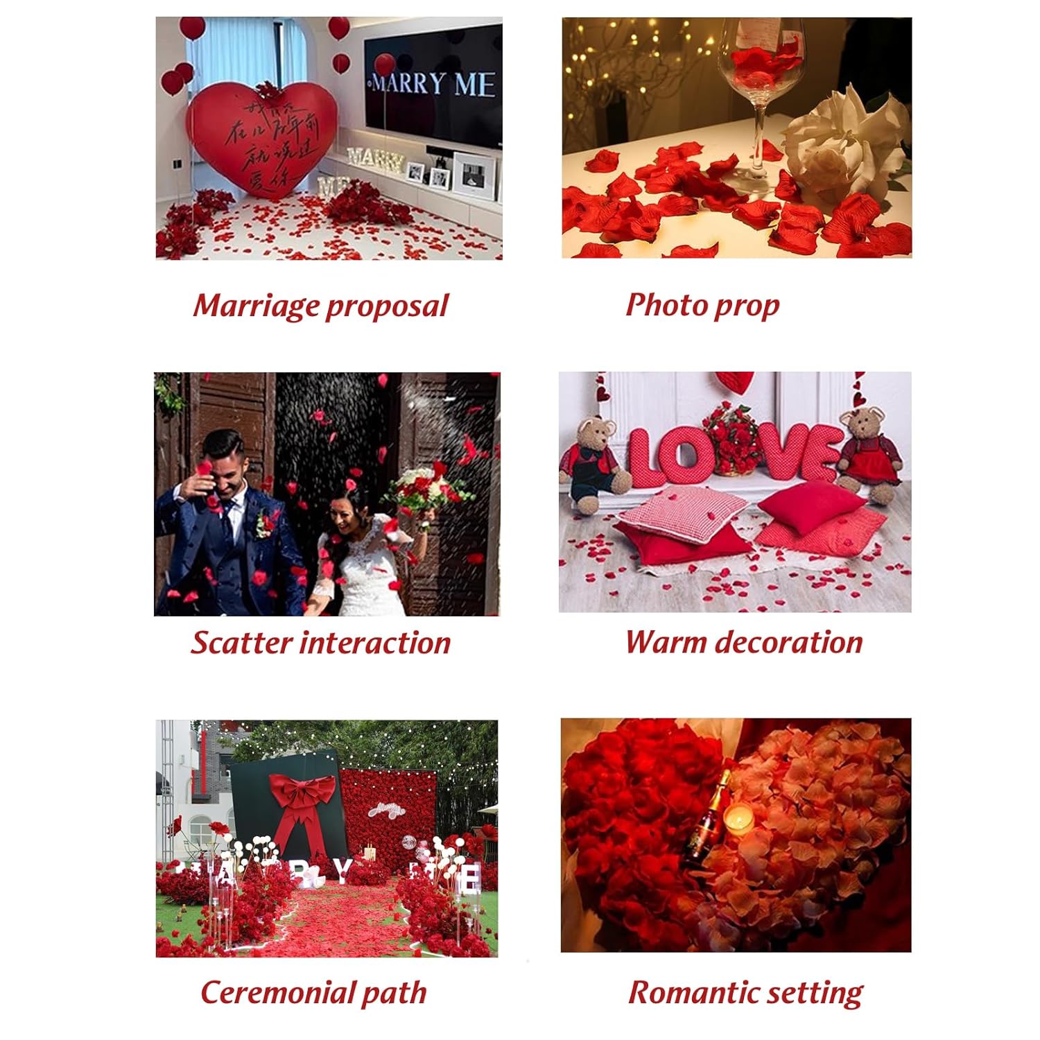2500Pcs Dark Red Artificial Rose Petals For Romantic Night, Wedding, Party, Anniversary Flower Decorations