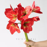 21.5" Artificial Amaryllis Flowers Red Fake Silk Flowers Faux Belladonna Lily For Home Office Hotel Decoration Wedding Centerpiece Bouquet1(3Pcs,Red)