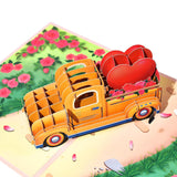 Car-Mounted Hearts Pop Up Greeting Card With Blank Note Card & Envelope, Ideal Gift For Celebrating Love, Holiday, Birthday, Anniversary, Valentine'S Day, Wedding, Engagement, Bridal Shower