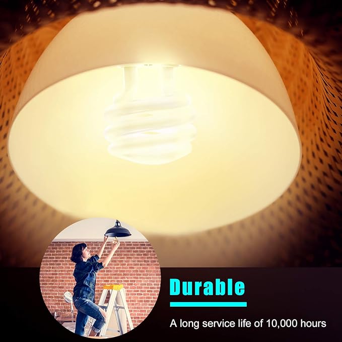 13W GU24 CFL Light Bulbs T2 Spiral 2700K Warm White 2-Prong Base Indoor Lighting 4 Pack
