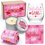 Galentines Day Gifts Valentines Day Gifts For Her Wine Glass Socks Rose Scented Candles 12 Oz Greeting Card Ladies Celebrating Ladies Bff Present Birthday Idea For Women Friends Female Girls Sister