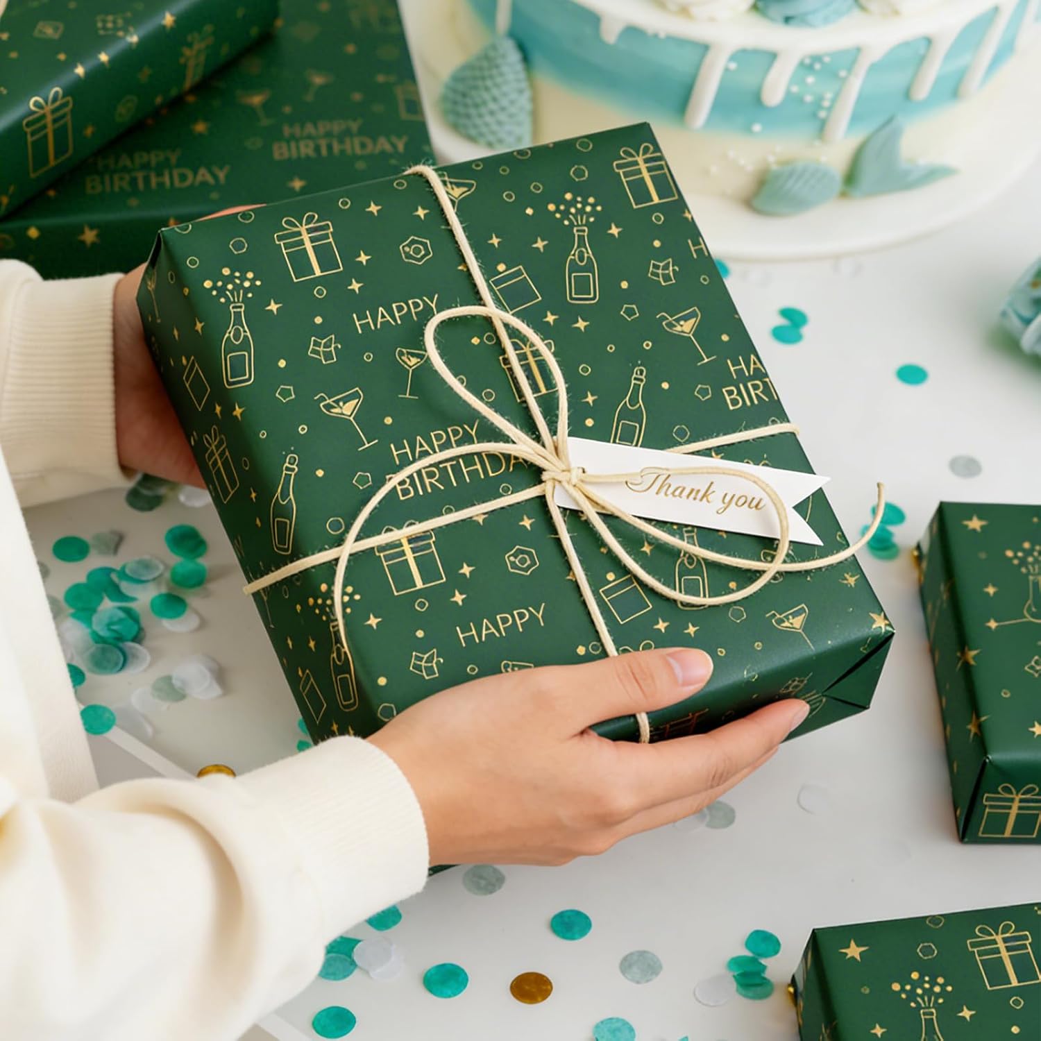 Happy Birthday Wrapping Paper Roll 17 Inch X 33 Feet Gift Wrap For Medium & Small Gifts Perfect For Birthday And Holiday Party Gift Wrapping