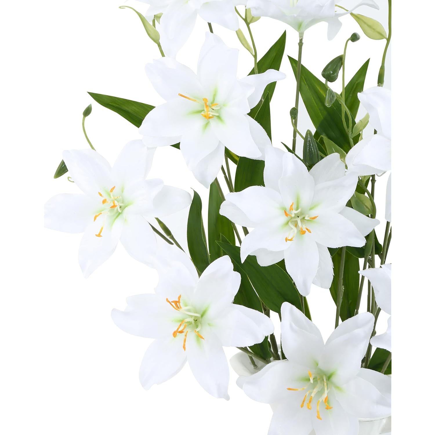 6 Pcs Artificial Lily Flowers, Fake Lilies Silk Flower For Table Vase Diy Wedding Bouquets Party & Home Decor(White)
