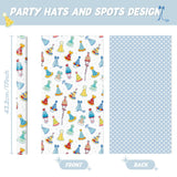 Birthday Hat Wrapping Paper Roll - 1 Roll 17”X 33 Ft Baby Shower Wrapping Paper Happy Birthday Baby Blue Gift Packaging Supply For Kids Party Decor Favor, Reversible