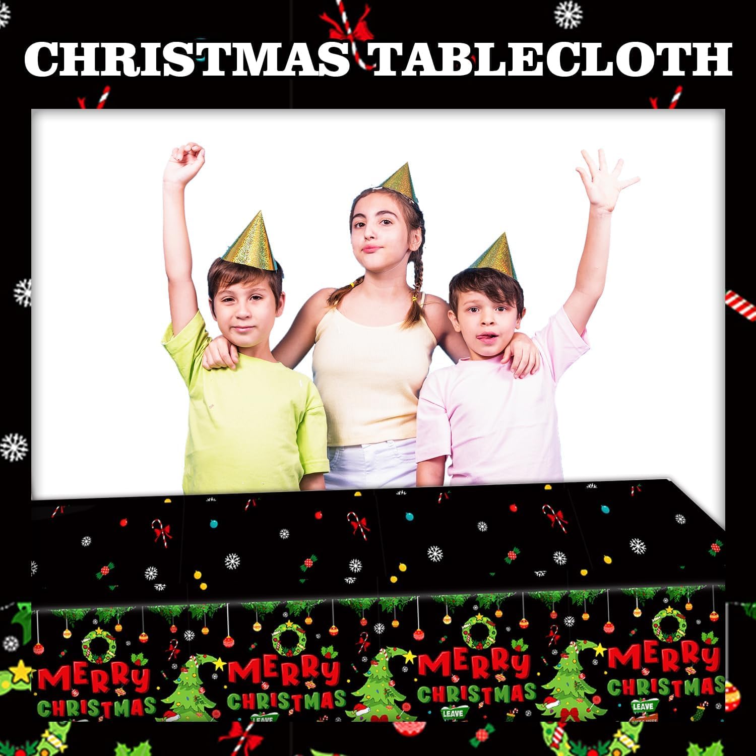 6Pcs Christmas Disposable Tablecloths, 108" X 54" Rectangular Plastic Waterproof Tablecover With Christmas Stocking Gift Wreath, Winter Holiday Themed Party Party Decoration Supplies