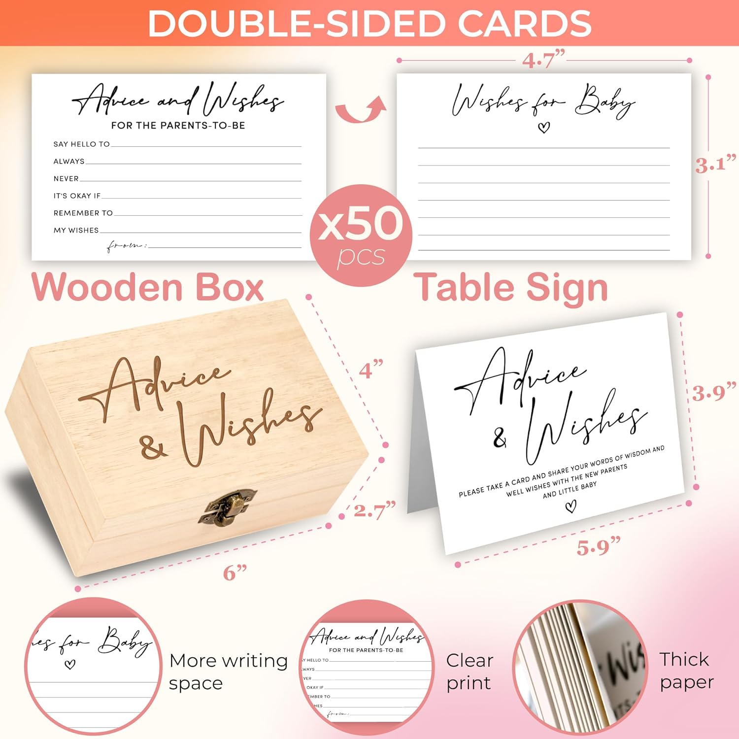 Baby Shower Advice Cards For Parents To Be - Advice For New Parents Baby Shower Decorations Girl, Advices And Wishes For Baby Cards Box Fun Game Ideas