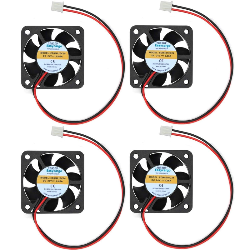 4Pcs 40Mm Fan 24V Dc, 4010 Cooling Fan Sleeve Bearing Brushless 2 Pin, 40Mm Co