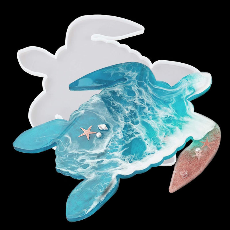 Large Sea Turtle Tray Resin Mold Silicone Turtle Shape Epoxy Resin Casting Mould Diy Coaster Dish Mat Resin Ocean Painting Art Craft Kit Home Wedding Decor Party Supplies Ideal Gift