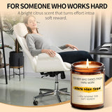 Candle Gift For Women Hard Work - Orange Aromatherapy Candle For Women, Novelty Gifts For Coworker Work Bestie - 7Oz Natural Soy Wax Candle, Unique Present With Saying, Stress Relief Relaxing Candles