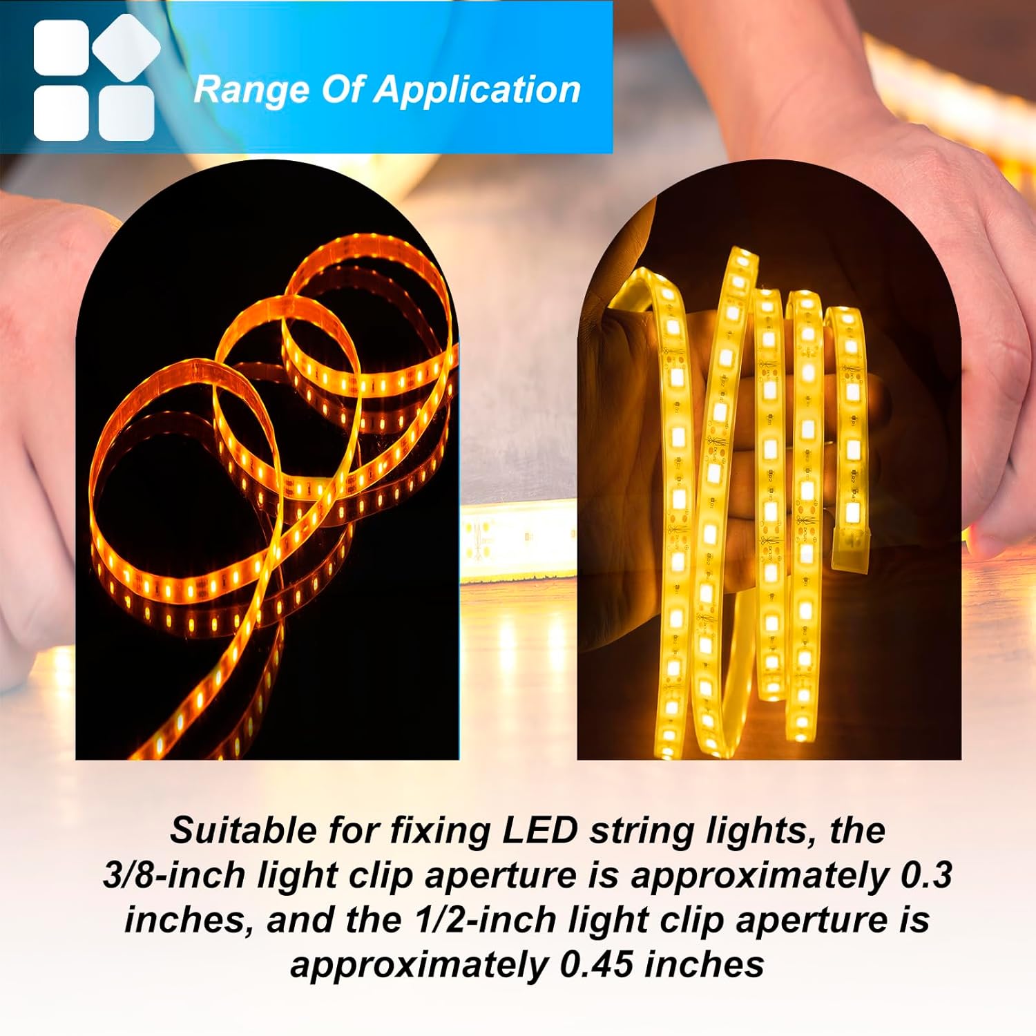 1/2 Inch Led Rope Light Mounting Clips With Screws - High Strength Plastic Light Strip Holders Hangers For Christmas, Weddings, Parties (60, 1/2 Inch)