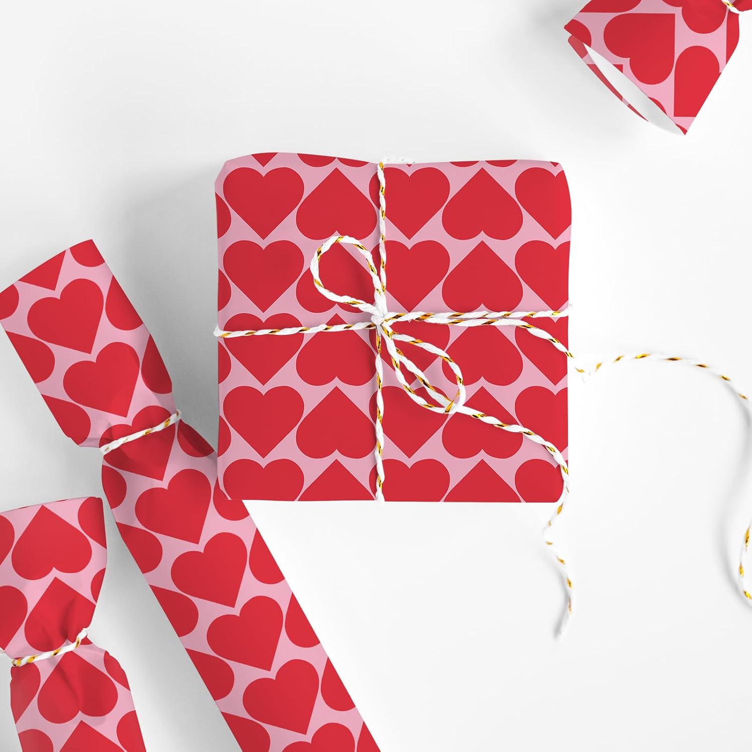 Valentine'S Day Wrapping Paper -Mini Roll- 17 In X 32.8 Ft Red Pink Heart Gift Wrap Paper For Wedding Birthday Baby Shower Party Wrapping Supplies