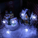 2 Pack Battery Operated Snowflake Christmas Lights Decorations,7Ft Silver Wire 20 Led Snowflake String Lights For Indoor