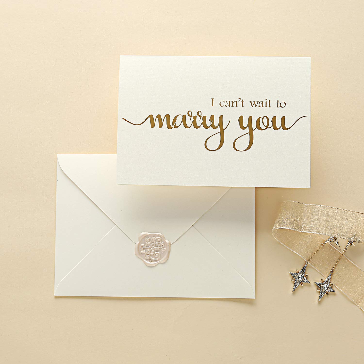 I Can'T Wait To Marry You Wedding Day Card, To Your Bride Or Groom, Gold Foil Notecard Love Note Before I Do(No.3)