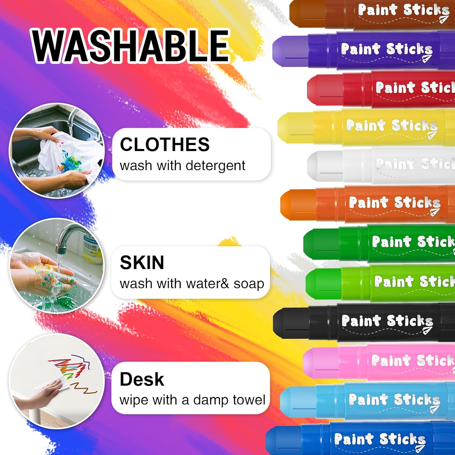 Paint Sticks, 12 Colors Solid Tempera Paint Sticks For Kids, Quick Drying Washable Paint For Toddlers, Christmas Gifts For Kids
