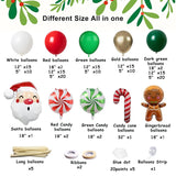 Christmas Balloon Garlands Arch Kit 161Pcs With Red Green White Gold Balloons Candy Cane Swirl Gingerbread Balloon Santa Claus Foil Balloons For Merry Xmas Friendsmas Party Decorations Party Supplies