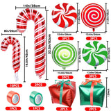 30Pcs Christmas Balloons Decoration Set, Candy Cane Gift Box Mylar Foil Balloons For Christmas New Year Candies Xmas Theme Party Decorations
