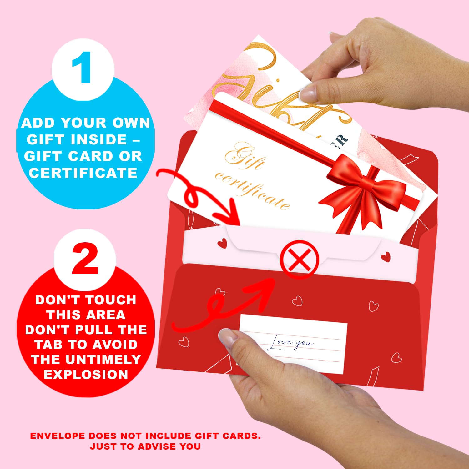 2-In-1 Surprise Boom Envelope Romantic Card With Confetti Exploding (Love You) – Valentine Funny Gift, Mom, Dad, Wife, Him, Her, Girlfriend, Boyfriend