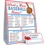 What'S Your Baseball Name Game,1 Game Sign And 30 Name Stickers,Baseball Team Party Games? Birthday Game For Kids And Adult Parties,Baseball Activity Decoration Supplies