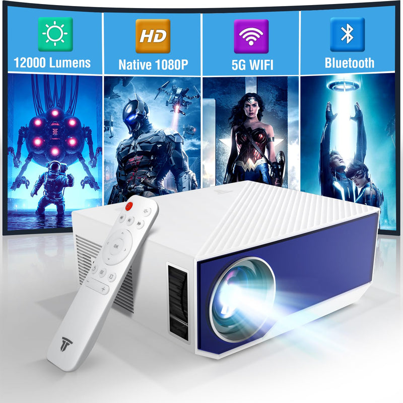 2023 Newest Projector, Native 1080P 12000 Lumen 4K Portable Home Video Project