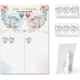 Baby Gender Reveal Board With Stand, 60 Elephant Boy And Girl Stickers For Party Guests?He Or She, Cast Your Vote Guess Game, Gender Reveal Party Centerpiece Decorations