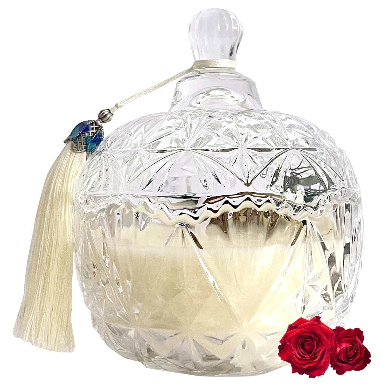 Jar Candy Bowl Shape Soy Wax Rose Scented Candle, Aromatherapy Candles For Home Scented Or As A Birthday/Holiday Candle Gift For Your Lover(7.05Oz/48Hours Burning)