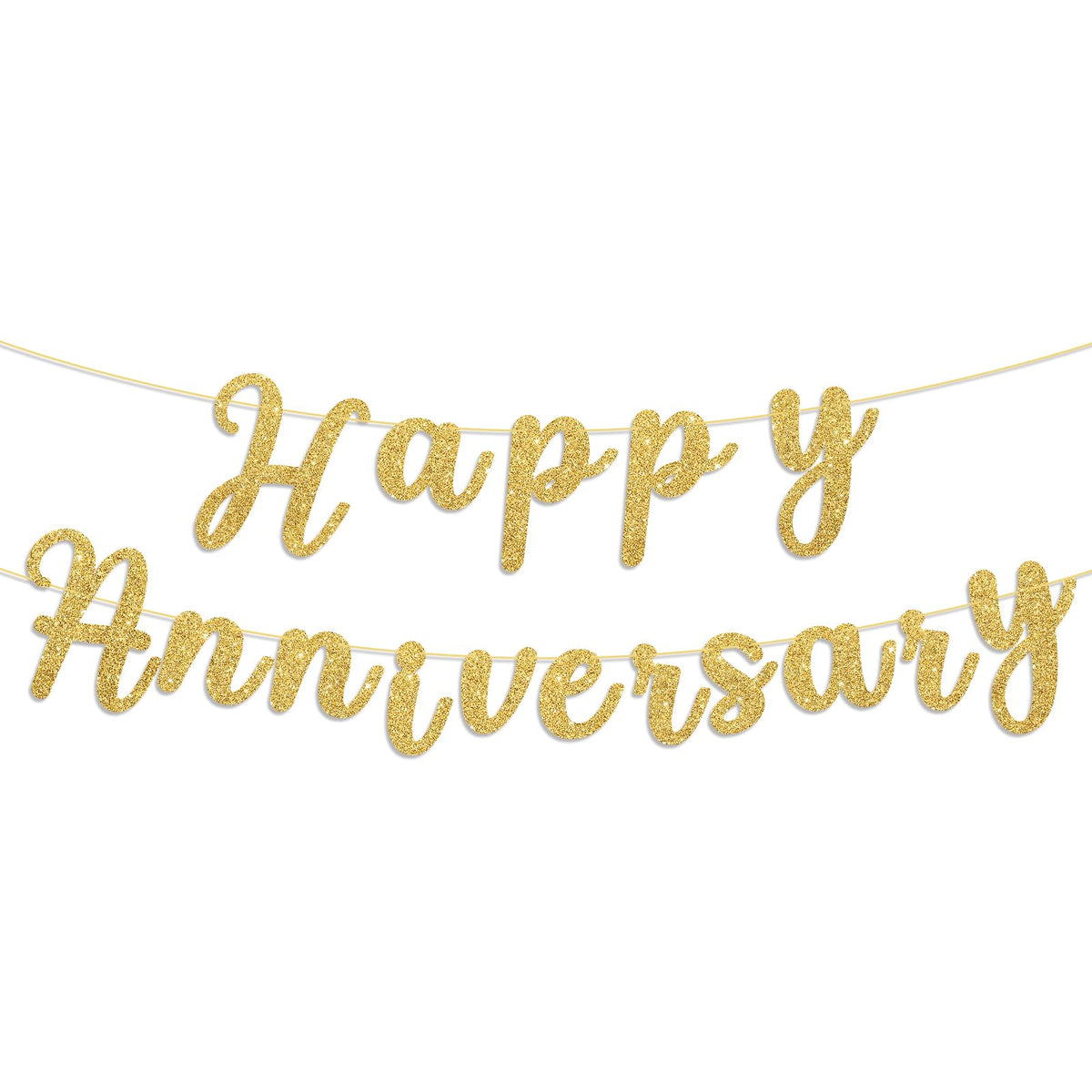 Glitter Happy Anniversary Banner Gold Happy Anniversary Decorations Wedding Party Decorations for Anniversaries Ceremony Wedding Party Supplies