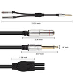 6.35Mm Ts Guitar Signal Audio Y Splitter Cable, 1/4" Male To Dual Mono 1/4" Female Adapter With Gold-Plated Ofc Hifi Ts Speaker Headphone Extension Cable-0.5M/1.6Ft