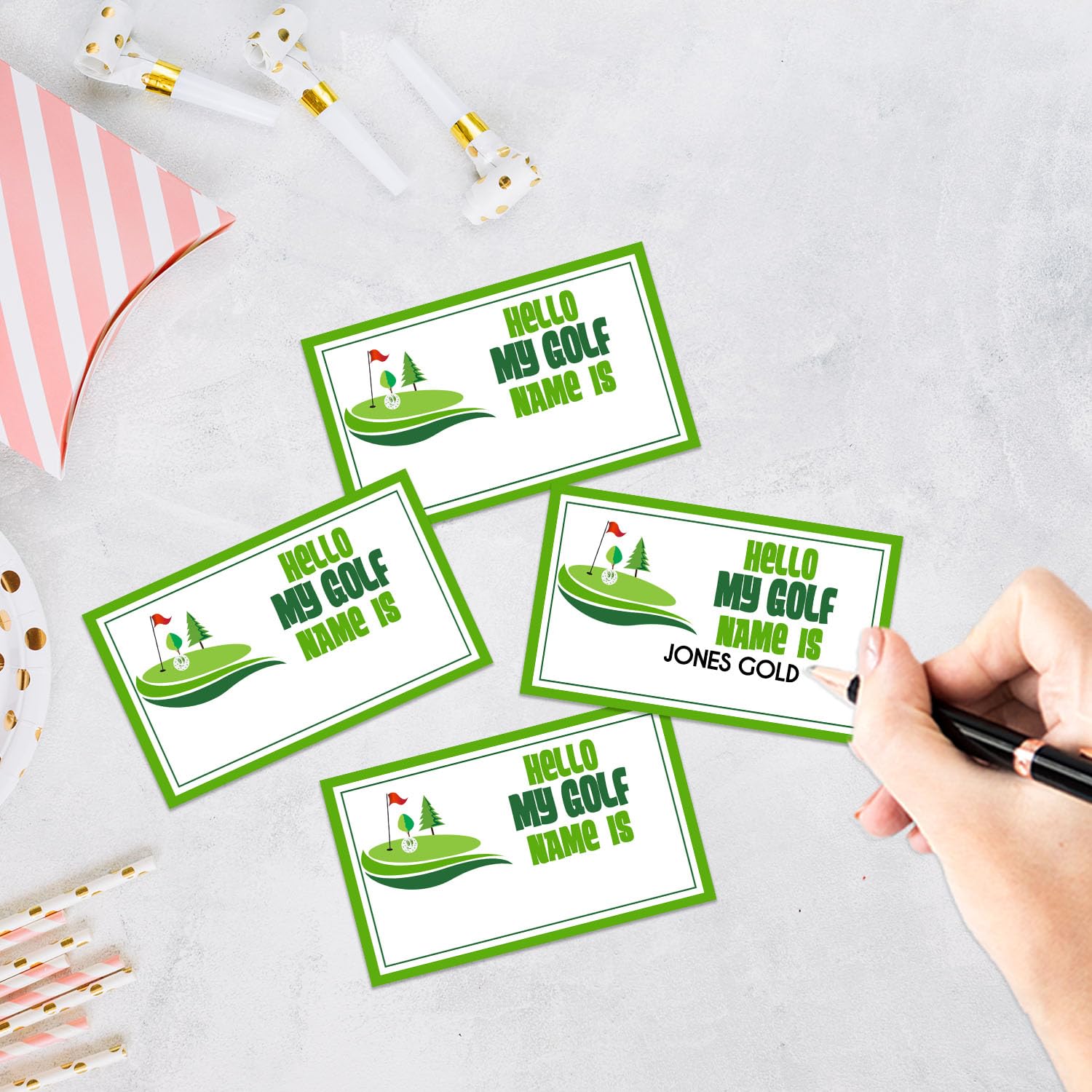 Funny Golf Theme Game Cards Set, What'S Your Golf Name Game, Including 1 Sign And 30 Stickers, Perfect For Birthday Party Activities