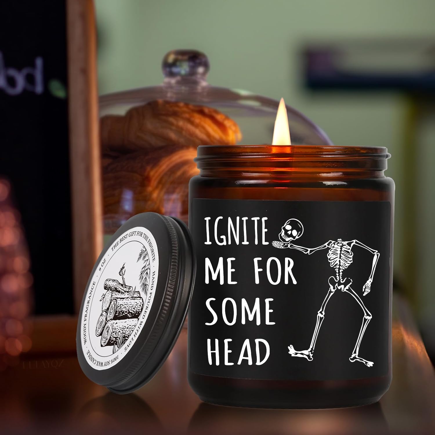 Funny Skull Scented Candle Gifts For Boyfriend, Ignite Me For Some Head Candle, I Love You - Halloween, Christmas Birthday Candles Gifts For Him, Goth Funny Skull Candles Gift For Boyfriend Husband-28