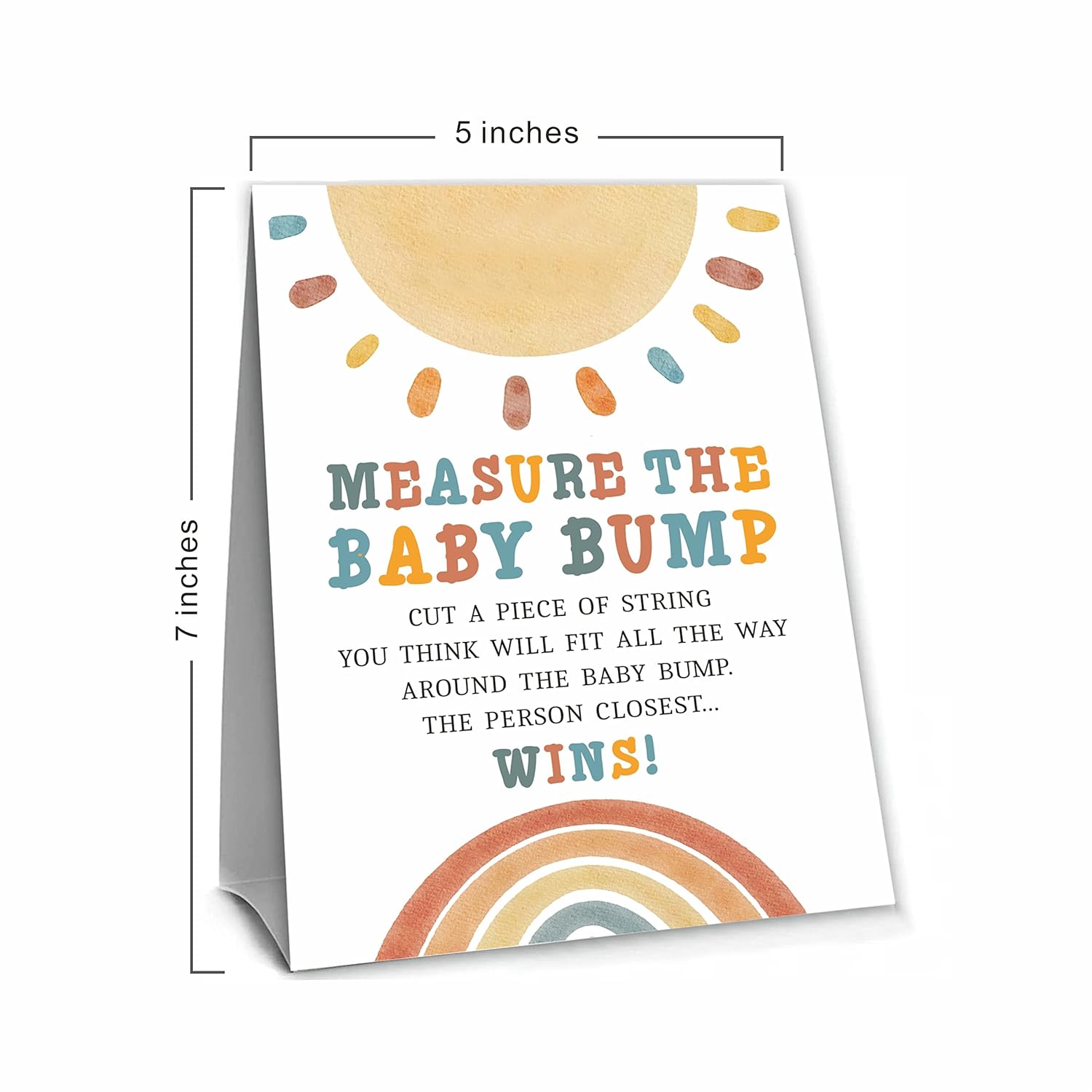Watercolor Sun Theme Measure The Baby Bumb Babyshower Game Set? How Big Is Mommy'S Belly Babyshower Party Games(1 Sign & 50 Cards)-Dwlk-A05