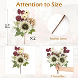 Fall Floral Stems, 2 Bundles White Sunflowers Artificial Flowers 13.7 Inch Silk Fake Fall Flowers Bouquet Faux Floral Stems Sunflower Centerpieces For Tables Wedding Thanksgiving Autumn Decor
