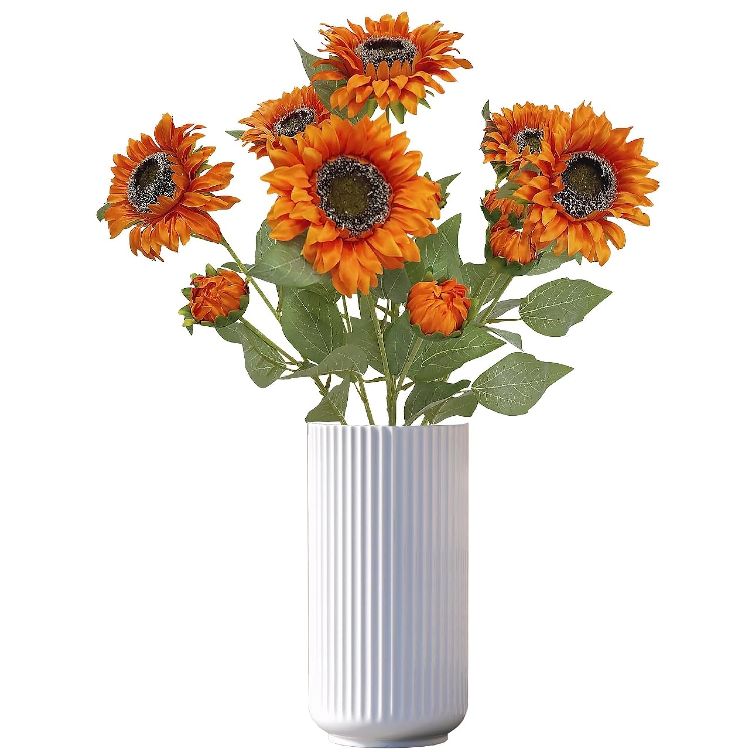 6Pcs Artificial Fake Faux Silk Sunflowers,Sun Flowers Home Decor,Orange Sunflowers Aritificial Flowers For Wedding Garden Vase Birthday Party Decor (6, Orange)