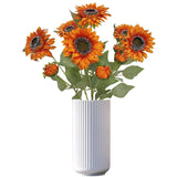 6Pcs Artificial Fake Faux Silk Sunflowers,Sun Flowers Home Decor,Orange Sunflowers Aritificial Flowers For Wedding Garden Vase Birthday Party Decor (6, Orange)