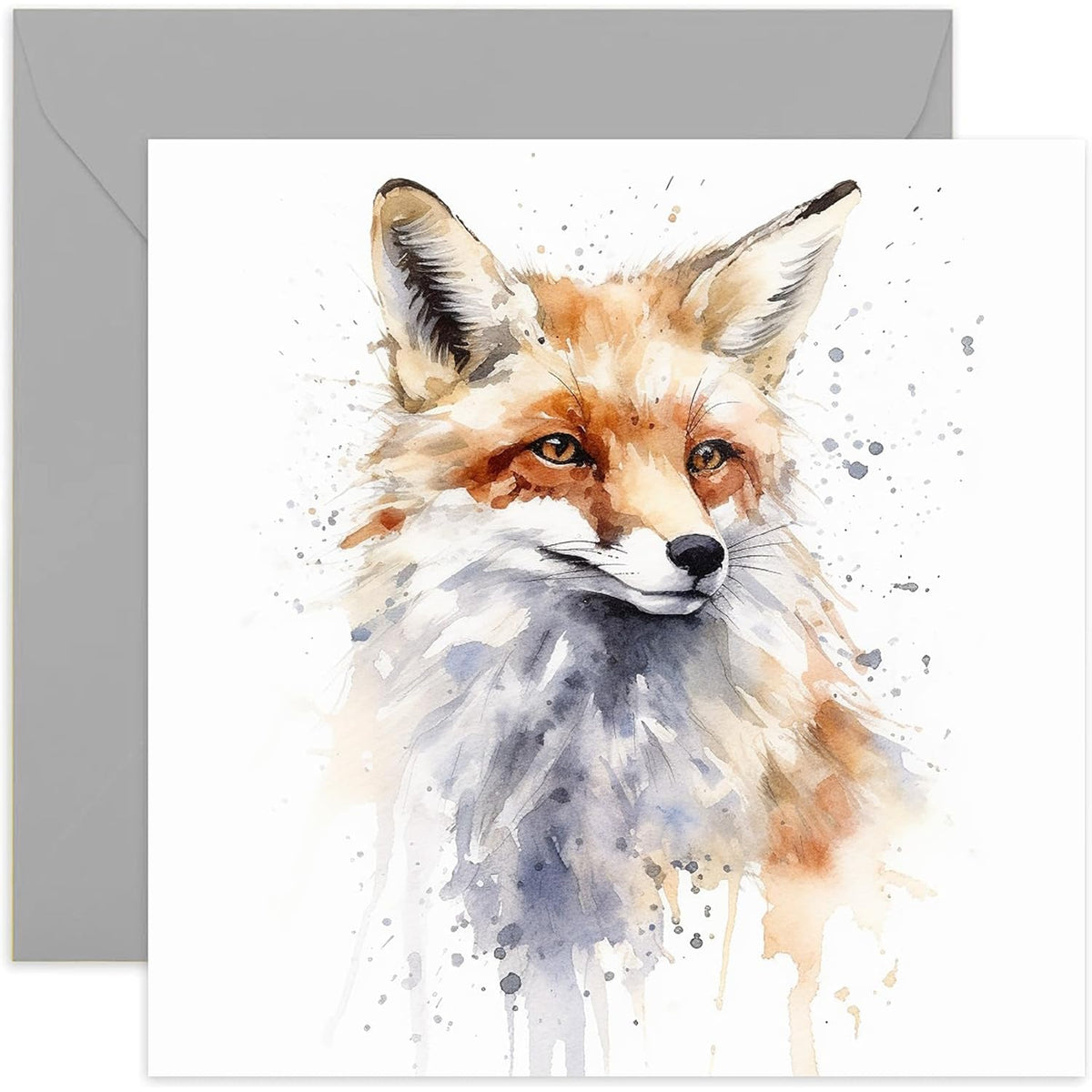 Old English Co. Watercolour Red Fox Greeting Card For Birthday - Cute Birthday Card For Mum, Nan, Sister, Her - Wildlife Art Card For Thinking Of You, Thank You, Just Because | Blank Inside Envelope