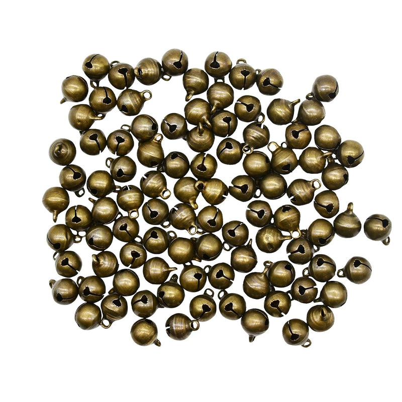 100Pcs Small 1/2 Inches Jingle Bell Vintage Bronze Mini 10Mm Alloy Beads Diy F