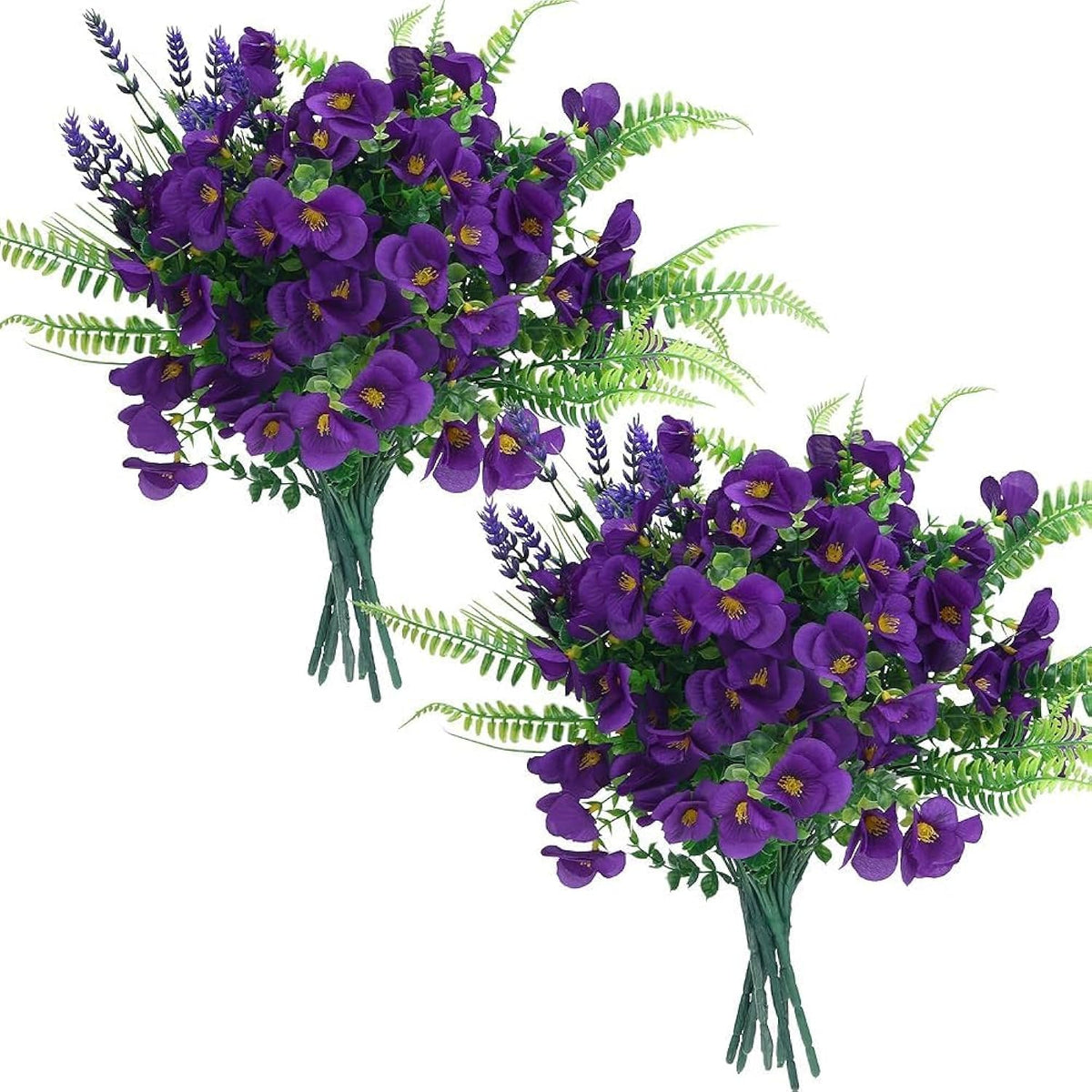 Purple Flowers Artificial, 14 Bundles Fake, Uv Resistant Fake Lavender, Faux Silk Plants For Decorate Centerpieces Planter Garden Front Porch Yard