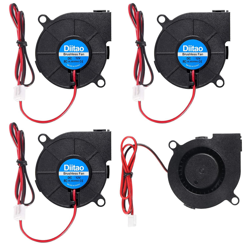 4Pcs 5015 Cooling Blower Fan 3D Printer Dc 12V Fans Brushless Cooling Blower F